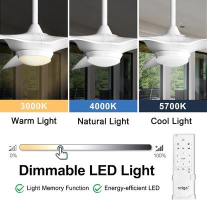 Éclairage de ventilateur de plafond de 6 vitesses 52 pouces avec commande vocale et APP à distance