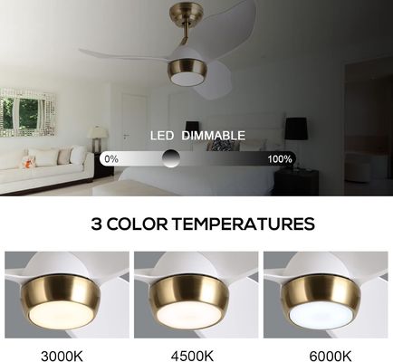 Ventilateur de plafond blanc intelligent avec 6 vitesses réglables et contrôle vocal