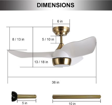 Ventilateur de plafond blanc intelligent avec 6 vitesses réglables et contrôle vocal