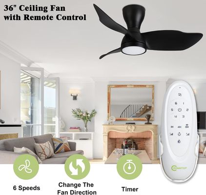 Ventilateur de plafond de 36 pouces à moteur à courant continu avec contrôle intelligent et Alexa / Google Assistant compatible