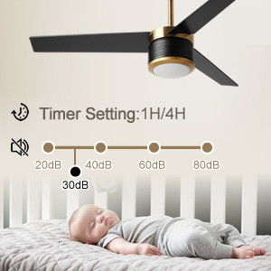 Ventilateur de plafond WIFI intelligent en blanc noir or 52 pouces pleine luminosité