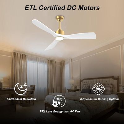 52 Ventilateur de plafond avec lumière ABS éteignable Blanc chaud Blanc naturel Blanc froid Blanc