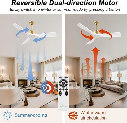 52 Ventilateur de plafond avec lumière ABS éteignable Blanc chaud Blanc naturel Blanc froid Blanc