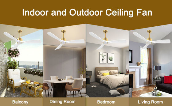 52 Ventilateur de plafond avec lumière ABS éteignable Blanc chaud Blanc naturel Blanc froid Blanc