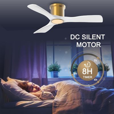 Ventilateur de plafond noir de 52 pouces avec moteur CC réversible léger