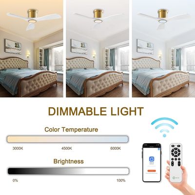 Ventilateur de plafond noir de 52 pouces avec moteur CC réversible léger