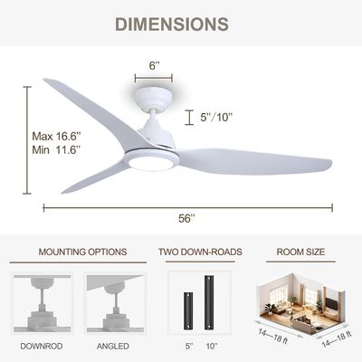 Ventilateur de plafond silencieux de 56 pouces avec moteur CC et éclairage