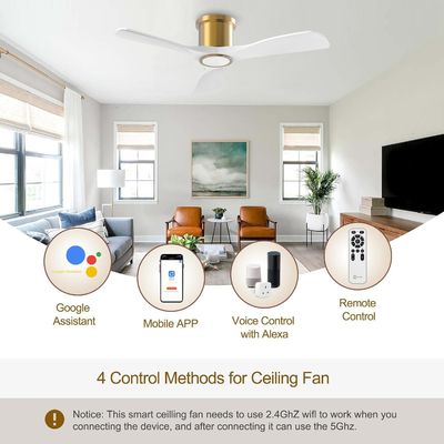 Ventilateur de plafond noir de 52 pouces avec moteur CC réversible léger
