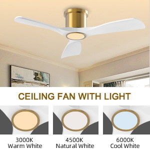 Ventilateur de plafond noir de 52 pouces avec moteur CC réversible léger