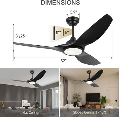 Ventilateur de 52 pouces avec lumière 3 température de couleur pour la chambre haute CFM ventilateur de plafond