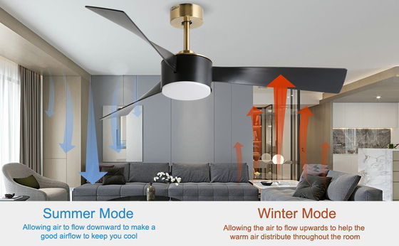 Économie d' énergie intelligente 52 pouces ventilateur de plafond éclairage en noir