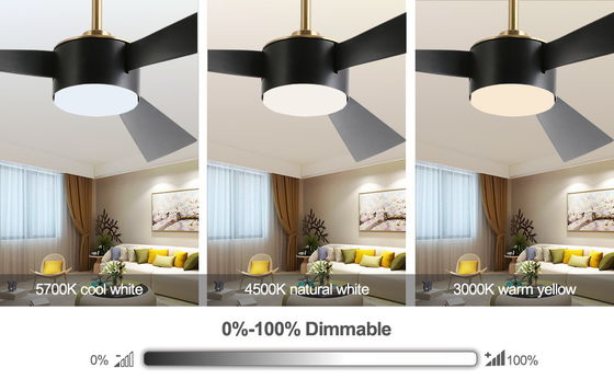 Économie d' énergie intelligente 52 pouces ventilateur de plafond éclairage en noir