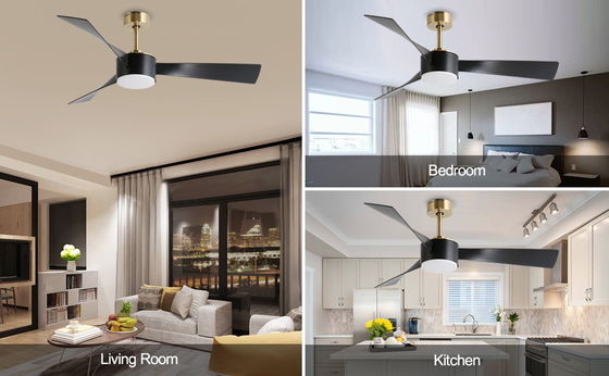 Économie d' énergie intelligente 52 pouces ventilateur de plafond éclairage en noir