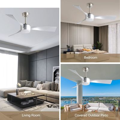 Éclairage de ventilateur de plafond argenté de 52 pouces avec télécommande