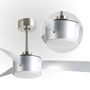 Éclairage de ventilateur de plafond argenté de 52 pouces avec télécommande