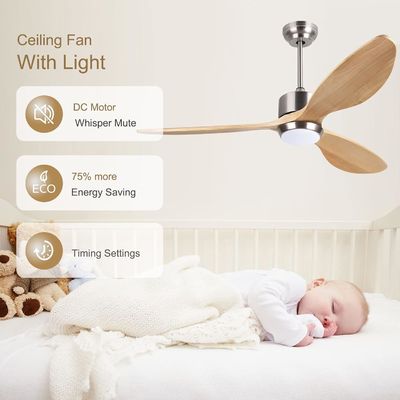 Ventilateur de plafond blanc noir or 52 avec moteur à courant continu de 6 vitesses