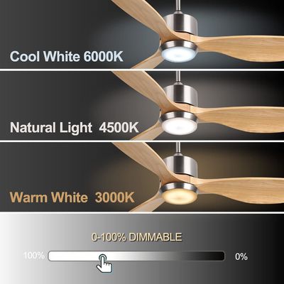Ventilateur de plafond blanc noir or 52 avec moteur à courant continu de 6 vitesses