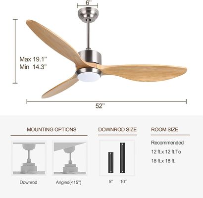 Ventilateur de plafond blanc noir or 52 avec moteur à courant continu de 6 vitesses