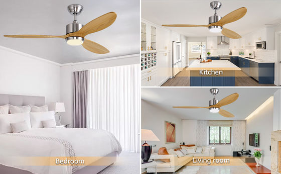 Ventilateur de plafond blanc noir or 52 avec moteur à courant continu de 6 vitesses