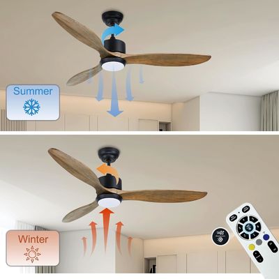 Ventilateur moderne de 52 pouces avec lumière pour une pièce de 12 pieds à 17 pieds
