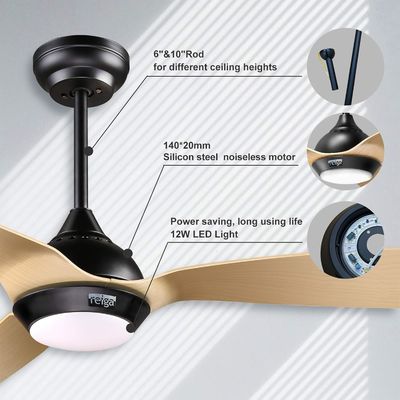 Ventilateur de plafond de 52 pouces conception rationalisée extérieure Downrod monté Ventilateur de plafond avec lumière