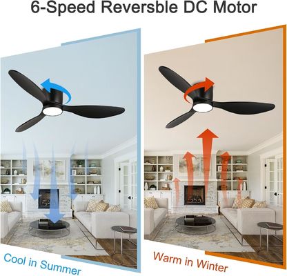 Ventilateur de plafond blanc noir or 52 avec fonction d'économie d'énergie
