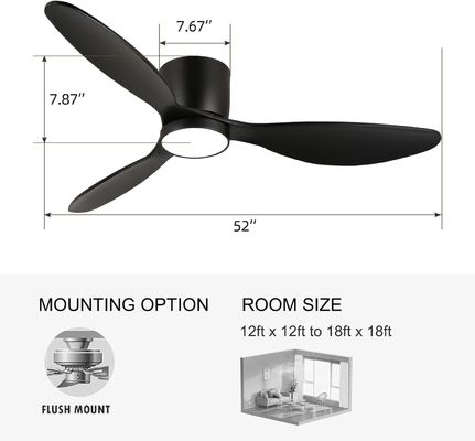 Ventilateur de plafond blanc noir or 52 avec fonction d'économie d'énergie