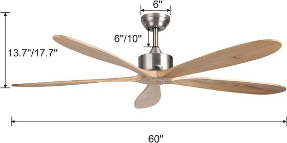 Ventilateur de plafond intelligent avec lumière silencieuse et économie d'énergie Choix à 6 vitesses Compatible avec Alexa / Google Home