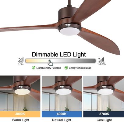 65 Lumière de ventilateur de plafond moderne avec commande vocale et lumière LED atténuée