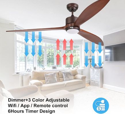 65 Lumière de ventilateur de plafond moderne avec commande vocale et lumière LED atténuée