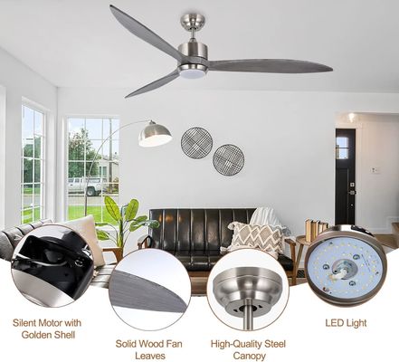 Ventilateur de plafond silencieux à moteur à courant continu avec commande APP intelligente, lumière LED à 3 couleurs et 6 vitesses