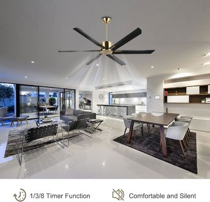 Ventilateur de plafond intelligent de 72 pouces avec des lumières en finition noir/blanc/or