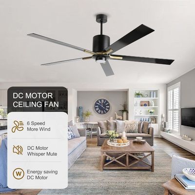 Ventilateur de plafond à lame silencieuse blanc à courant continu de 72 pouces avec 3 vitesses de changement de couleur