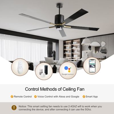 Ventilateur de plafond à lame silencieuse blanc à courant continu de 72 pouces avec 3 vitesses de changement de couleur