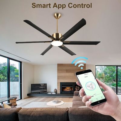 Ventilateur de plafond intelligent moderne de 72 pouces avec lumière en ABS blanc