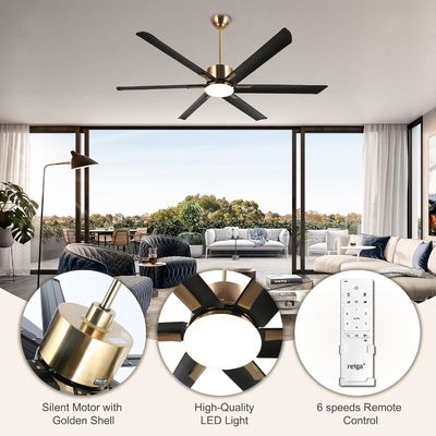 Ventilateur de plafond intelligent moderne de 72 pouces avec lumière en ABS blanc