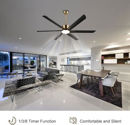 Ventilateur de plafond intelligent moderne de 72 pouces avec lumière en ABS blanc