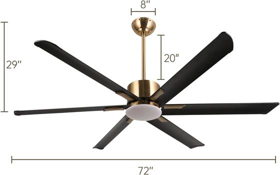Ventilateur de plafond intelligent moderne de 72 pouces avec lumière en ABS blanc