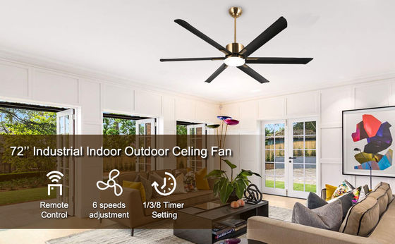 Ventilateur de plafond intelligent moderne de 72 pouces avec lumière en ABS blanc