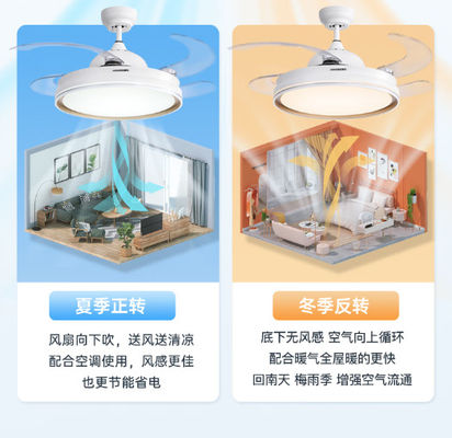 Ventilateur de plafond rétractable à moteur CC à 6 vitesses avec lumière
