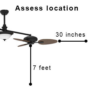 Ventilateur de plafond intelligent moderne de 86 pouces avec kit de lumière et moteur CC à 3 vitesses