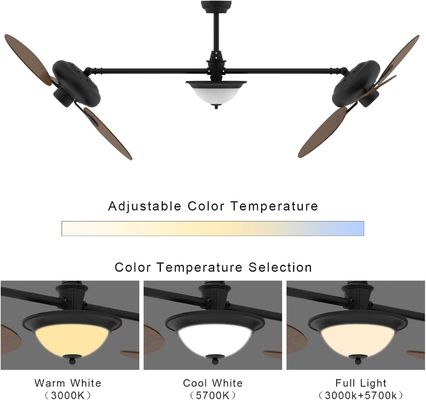 Ventilateur de plafond intelligent moderne de 86 pouces avec kit de lumière et moteur CC à 3 vitesses