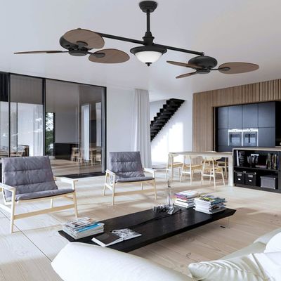 Ventilateur de plafond intelligent moderne de 86 pouces avec kit de lumière et moteur CC à 3 vitesses