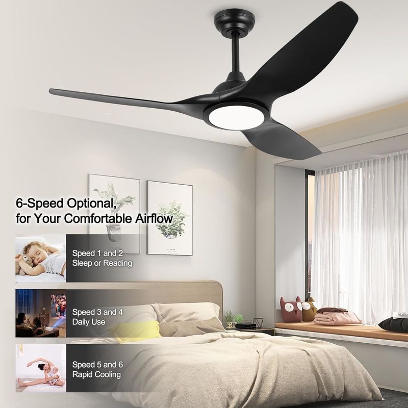 Ventilateur de 52 pouces avec lumière 3 température de couleur pour la chambre haute CFM ventilateur de plafond