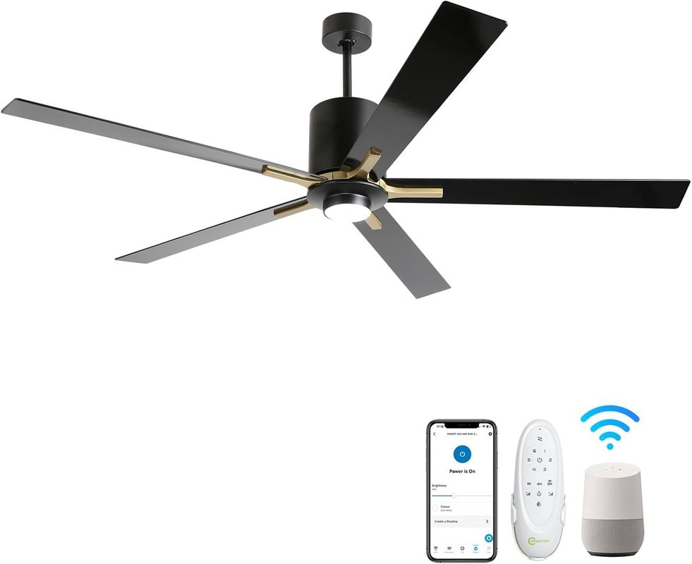 Ventilateur de plafond à lame silencieuse blanc à courant continu de 72 pouces avec 3 vitesses de changement de couleur